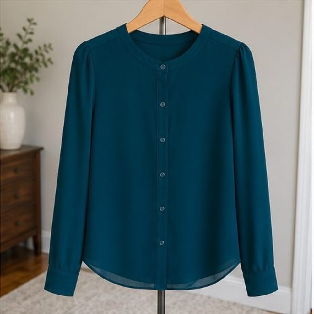 Teal V Neck Top